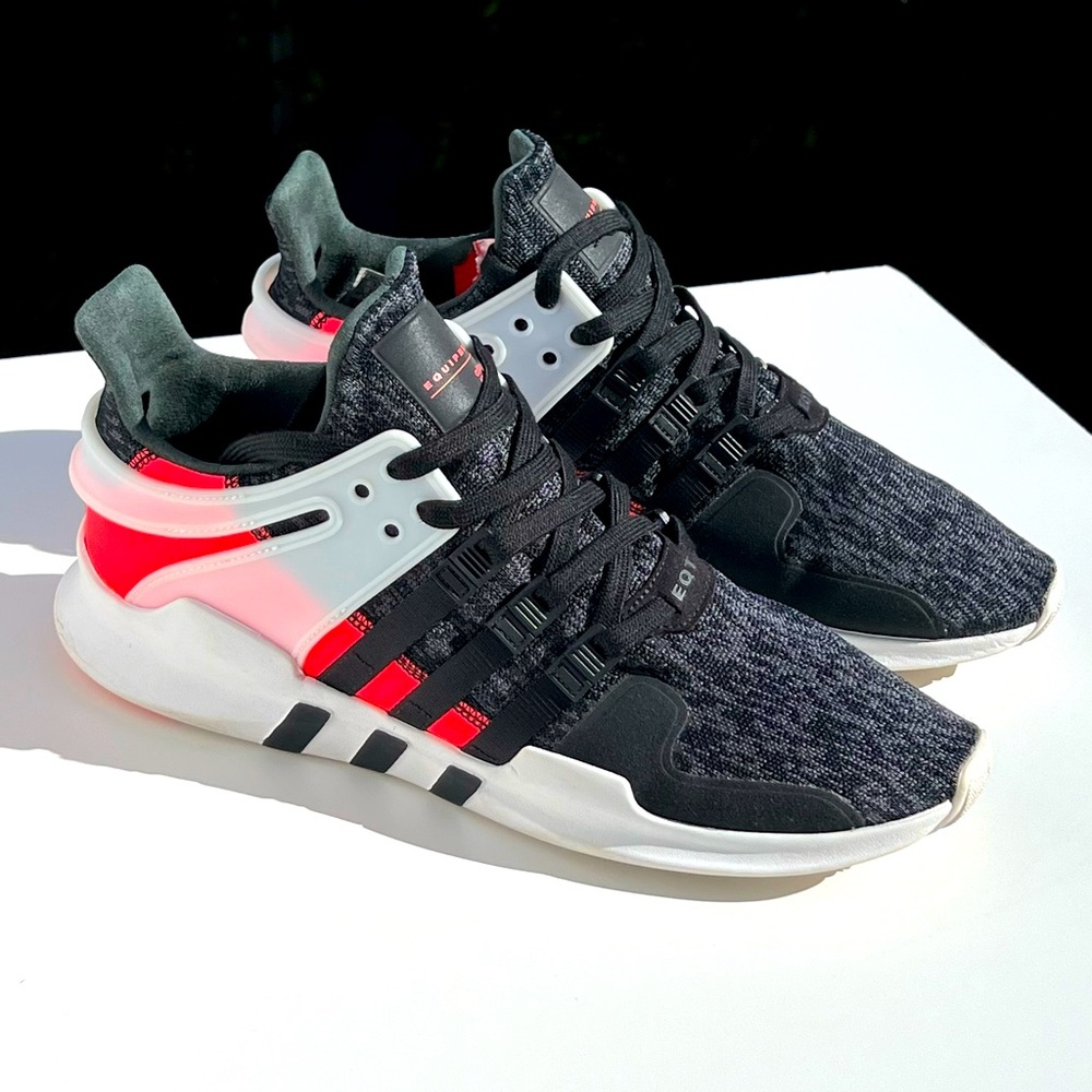 adidas Sz 11.5 EQT Support ADV “Turbo Red” Men’s Black White & Neon Trim Runners